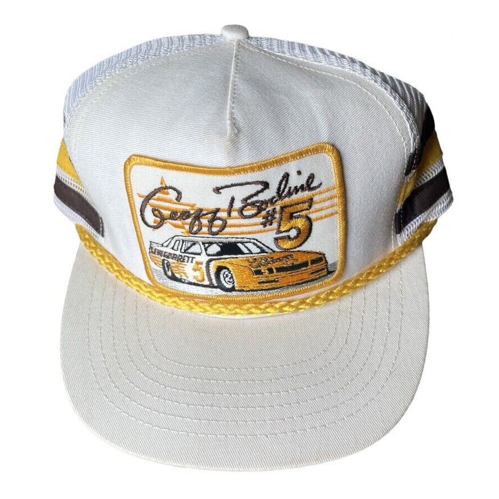 Vintage Geoff Bodine Three Stripe Trucker Hat Mesh Snapback Levi Garrett Racing
